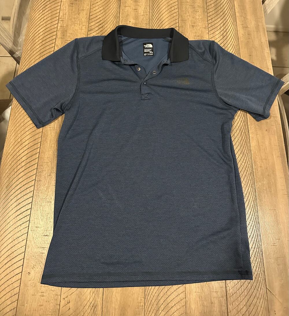 The North Face Men's Blue FlashDry Athletic Golf Polo SS Shirt Size Medium M